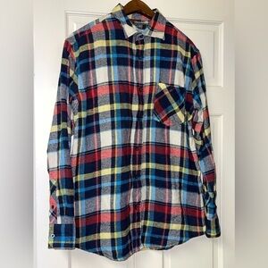 Bogari Men's Flannel Shirt in Multicolored Plaid Size Large